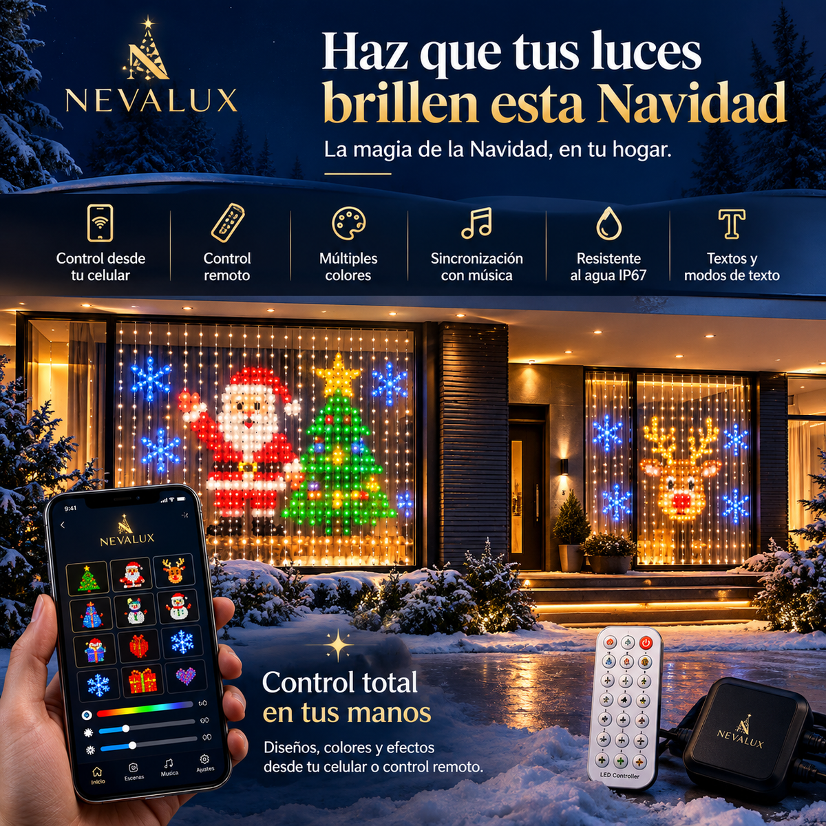 Nevalux™ Cortina inteligente led, controlada desde tu teléfono