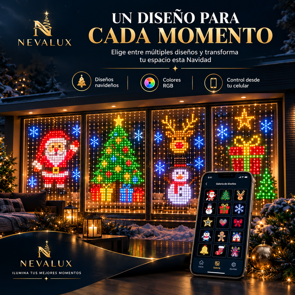 Nevalux™ Cortina inteligente led, controlada desde tu teléfono